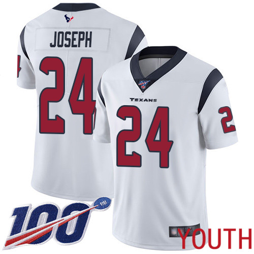Houston Texans Limited White Youth Johnathan Joseph Road Jersey NFL Football 24 100th Season Vapor Untouchable